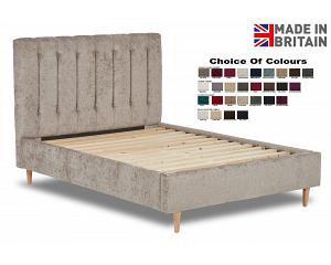 4ft Small Double Kingston fabric upholstered bed frame,vertical pleats shaped head end.